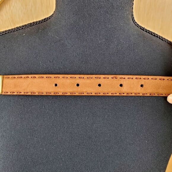 LIZ CLAIBORNE Brown Suede Leather Top Stitching Belt Size S - Picture 10 of 10